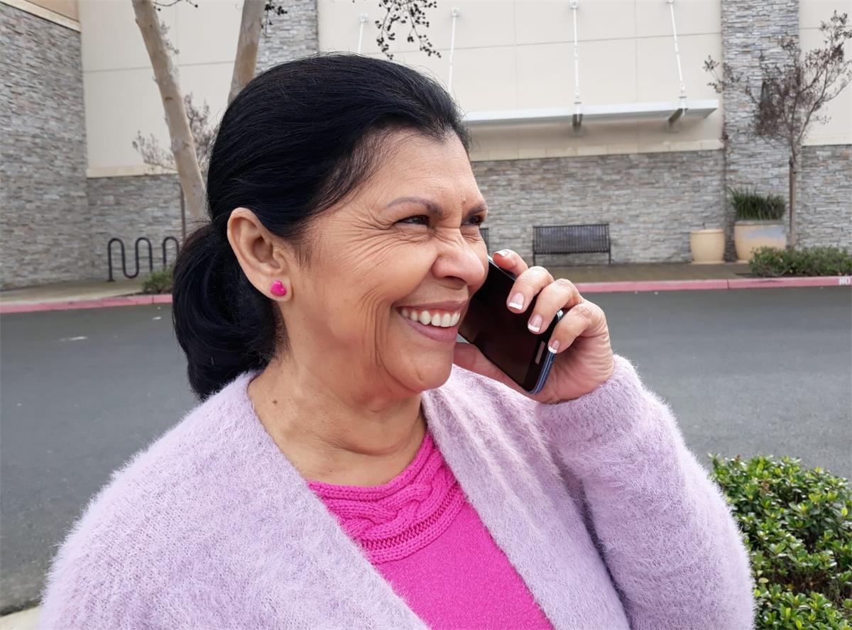 A participant joins a Well Connected event on her phone.